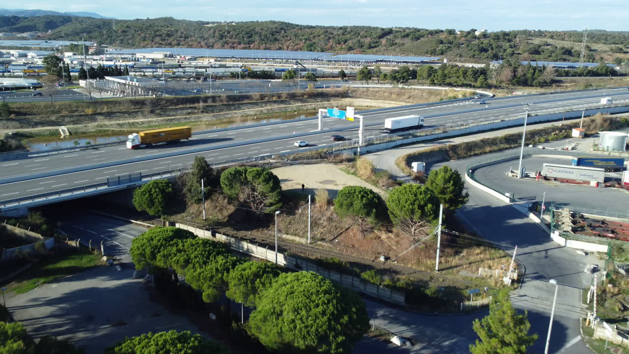 Highway and Industrial Area Aerial View