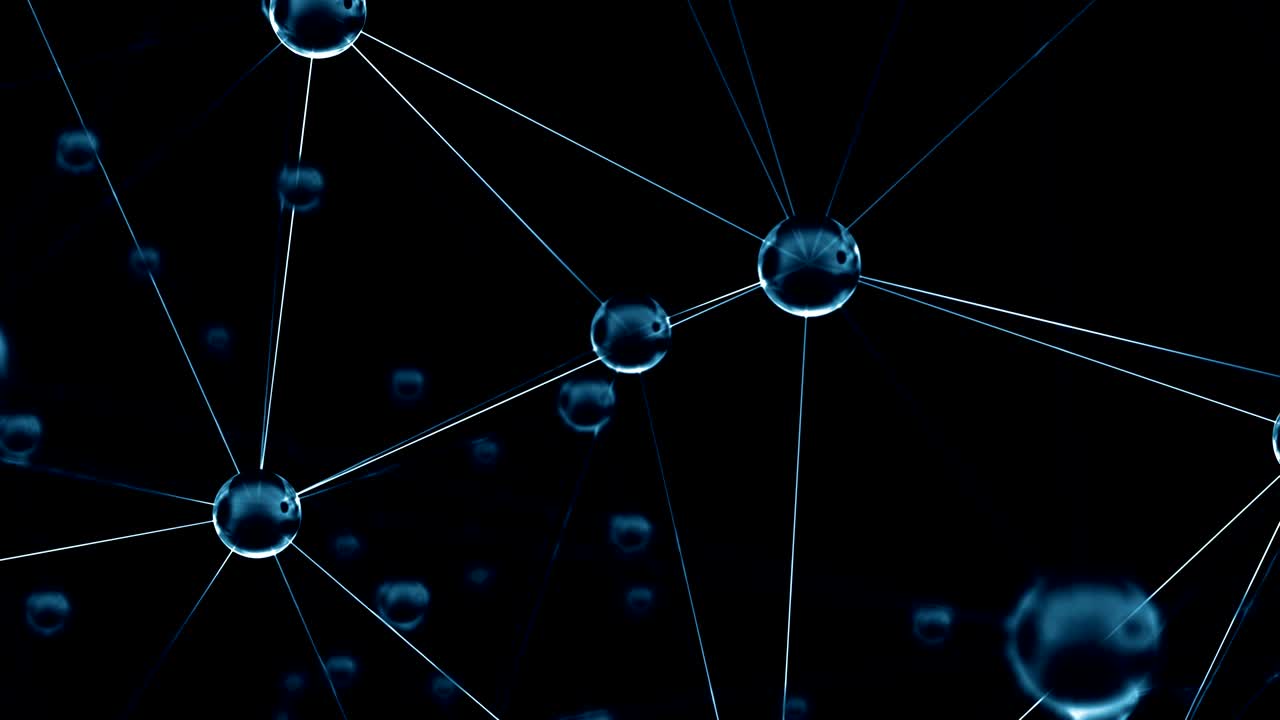 animación de red abstracta esferas de vidrio. 4k uhd - bucle sin costuras