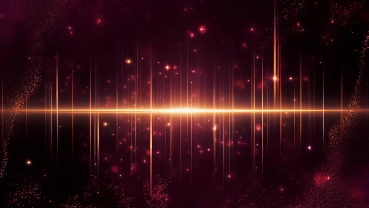 Abstract Golden Light Streaks and Particles on Dark Background