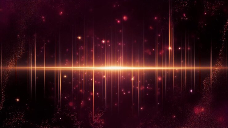 Abstract Golden Light Streaks and Particles on Dark Background