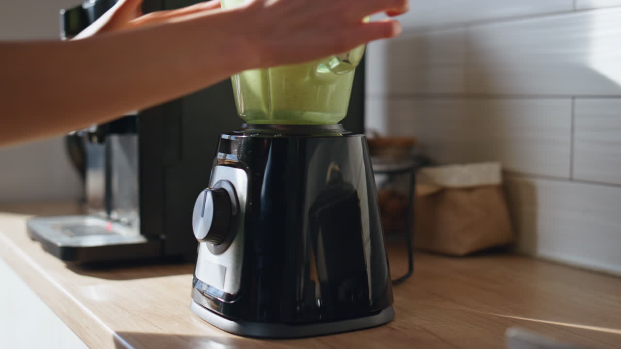 Smoothie being made in a blender