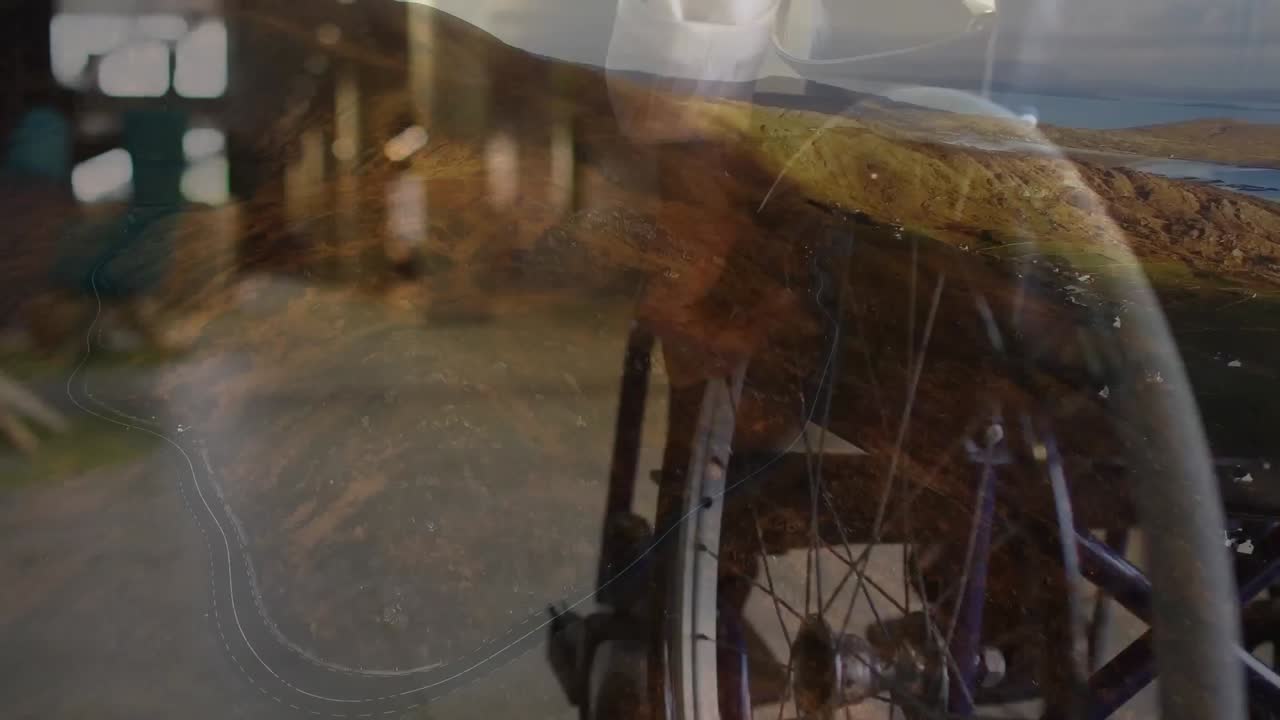 ⁇ 은 날 에 산 을 가로질러 가는 도로 의 공중 전망