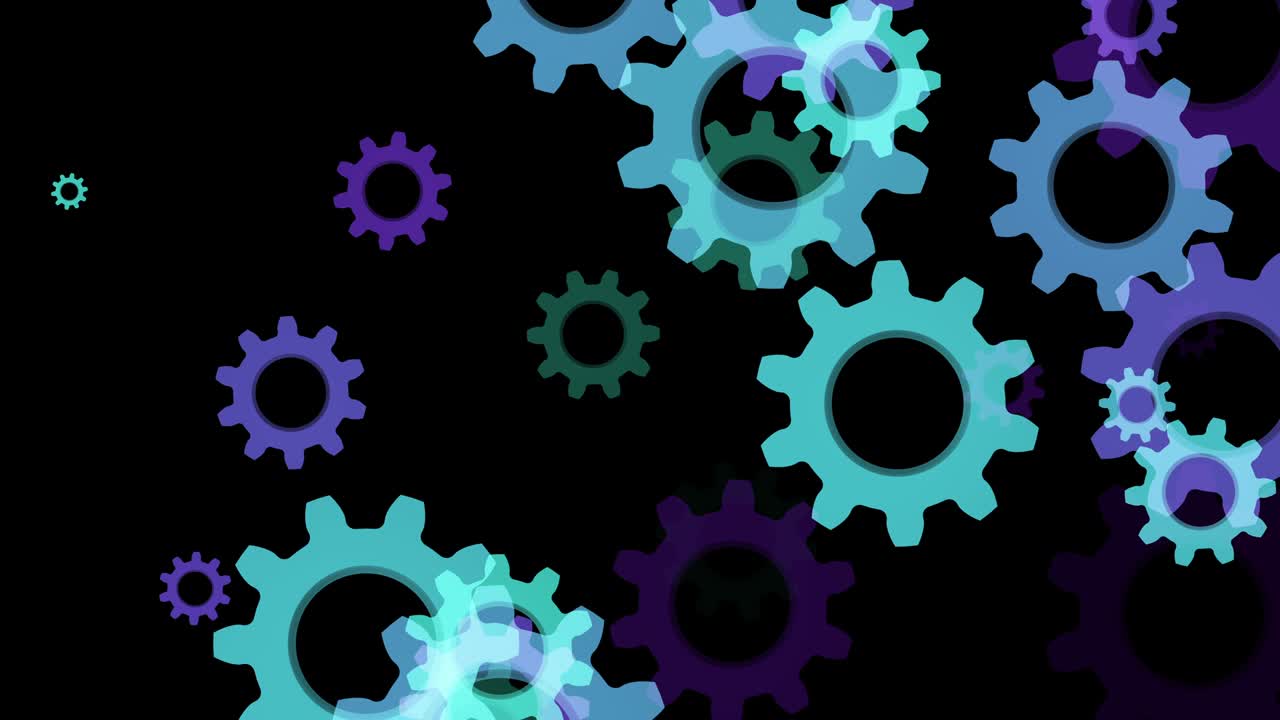 animación de engranajes en bucle abstracto de 4k, fondo de color negro