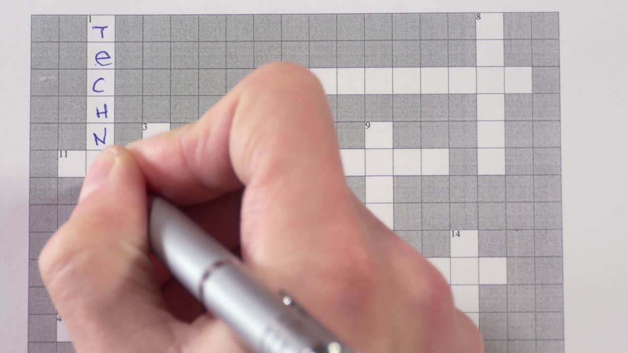 Crossword puzzle with the words technology, mobile, wireless.