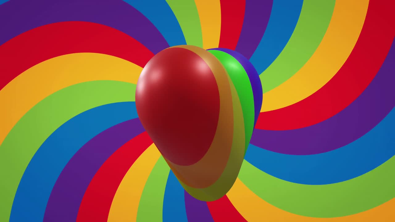 animación del corazón del arco iris sobre el fondo del arco iris