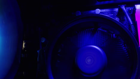 close-up view of computer components with rgb lighting