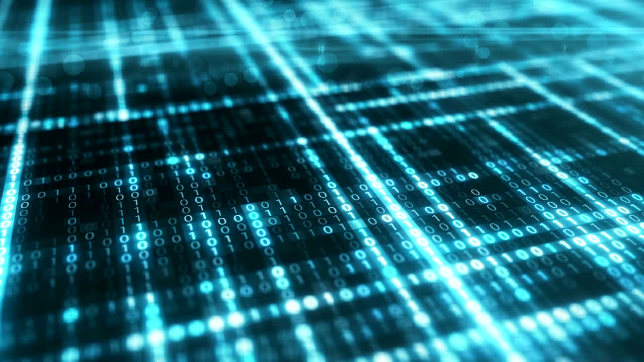 Randomly generated computer hexadecimal machine code abstract technological background of a seamless loop