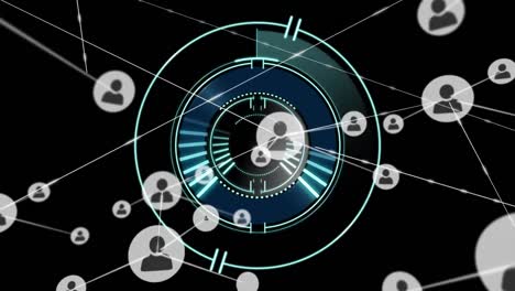 animation of network of connections over scope scanning