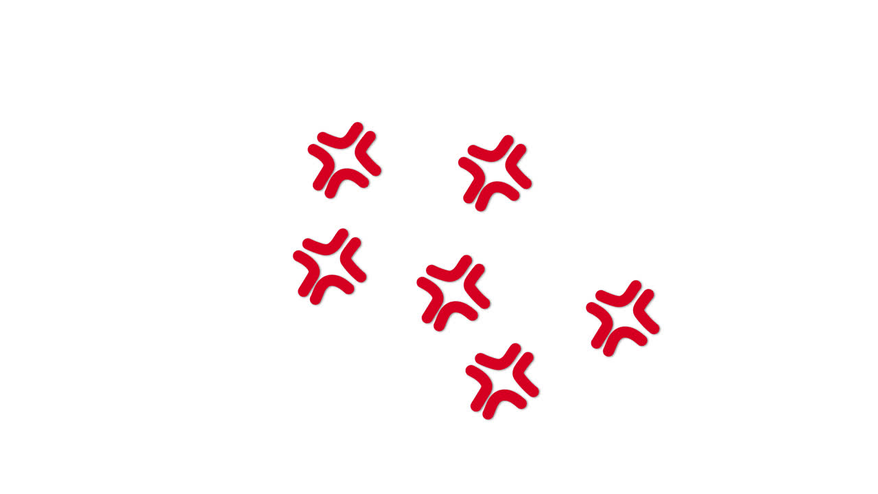 Red Anger Symbols Appearing and Disappearing on White Background