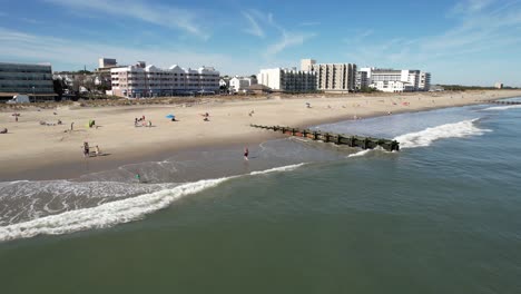 Rehoboth-Beach-Delaware-Drone-Otoño-Día-Soleado-Sobre-El-Océano