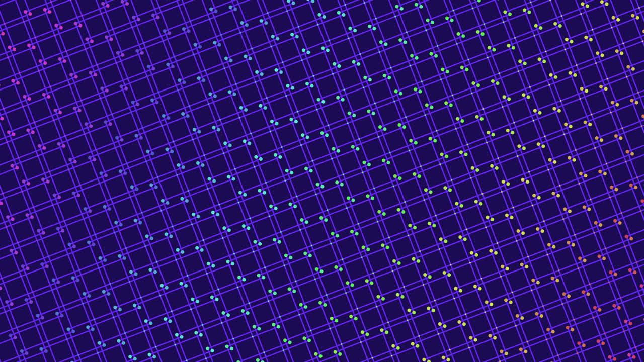 원활한 네온 무지개 기하학적 큐브 패턴과 행에 있는 점
