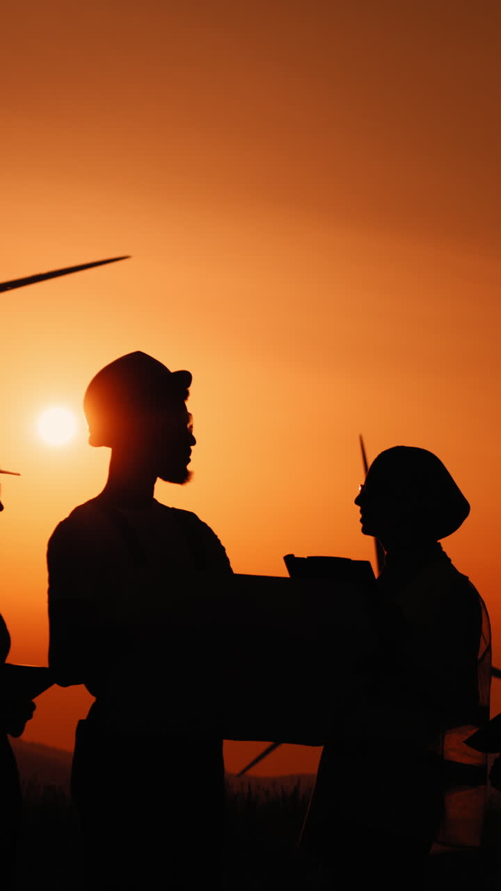 Silhouetted people at sunset