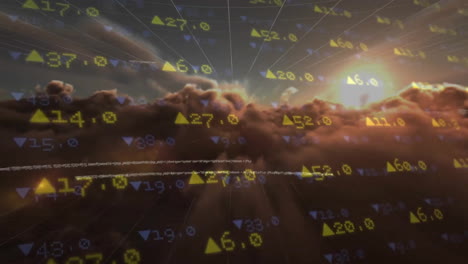 Animación-Del-Procesamiento-De-Datos-Financieros-Sobre-Fondo-De-Nubes