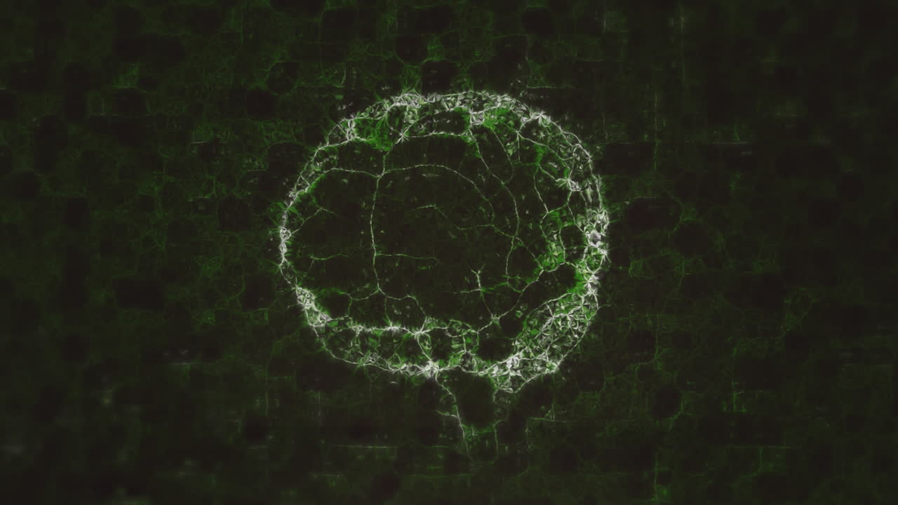 Animazione di un cervello digitale su sfondo nero