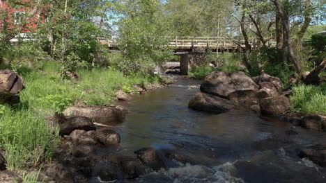 Aerial-shot-over-water-stream,-flying-against-the-stream