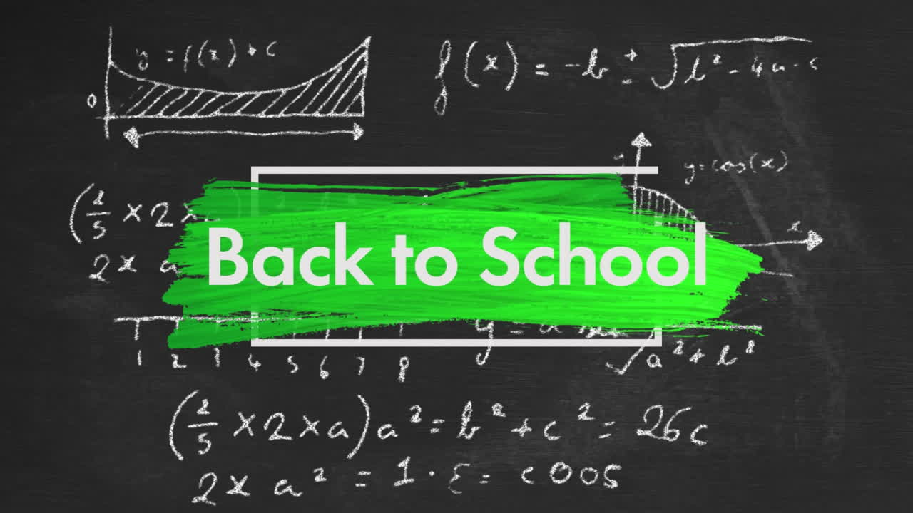 수학 방정식에 대한 브러시 스트로크를 통해 학교 텍스트로 돌아갑니다.