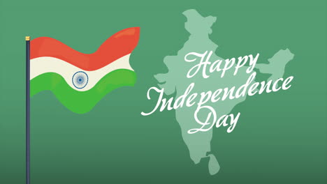 indian independence day lettering with map and flag