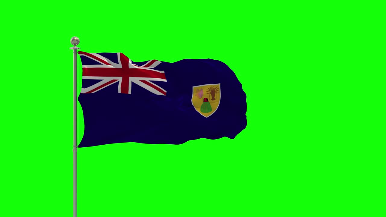 터크섬과 카이코스 섬의 발이 기둥 위에 흔들리는 3d 일러스트레이션