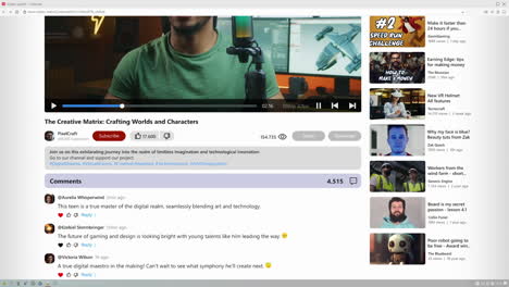 pestaña de la ventana del navegador web con interfaz de página de alojamiento de video