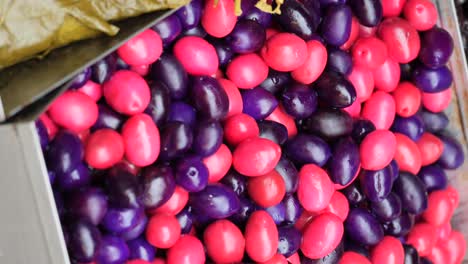 pink and purple olives