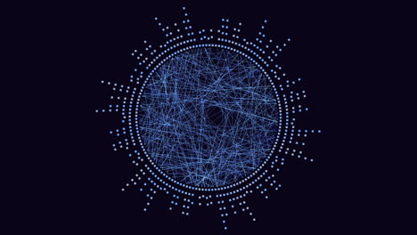 the mesmerizing network of white dots on a blue circle against a black backdrop