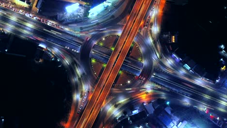 4k, lapso de tiempo la carretera en círculo y autopista, autopista y autopista y intersección