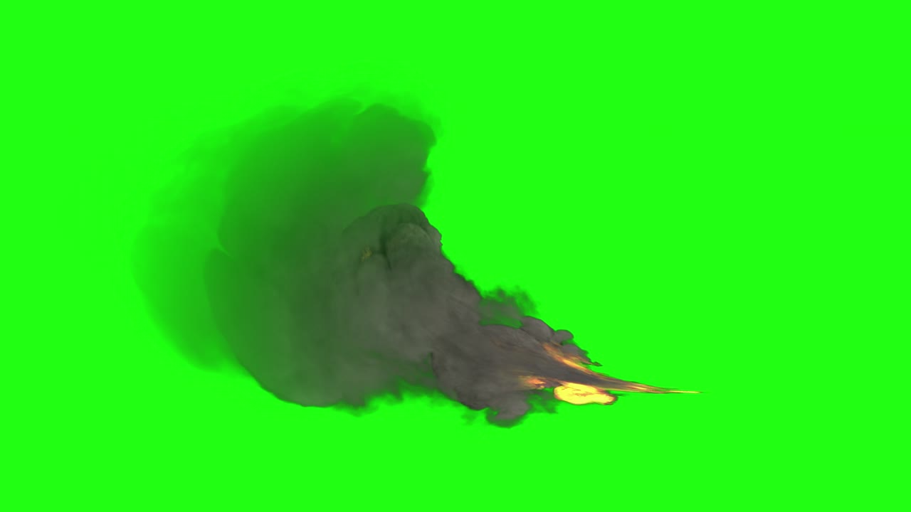 Slow Motion Fire explosion FireBall Computer Generated on Green Screen Background 4K 60fps