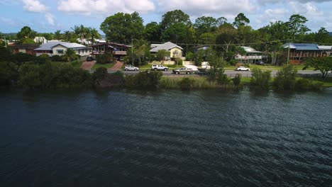 aerial view over tumbulgum, along the tweed river, northern new south wales, australia