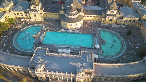 amazing aerial view of szechenyi thermal baths in city park