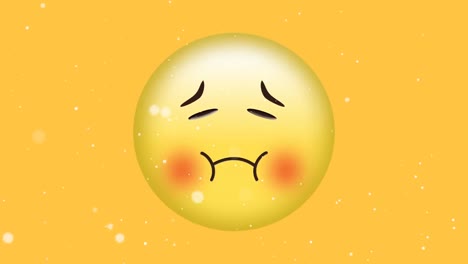 animation of white spots of light moving over sad, embarrassed emoji on yellow background