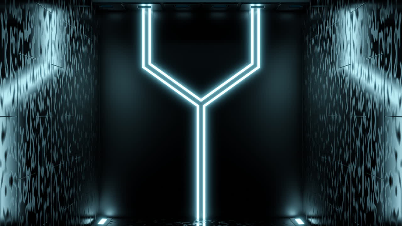 Neon Glowing Corridor in a Futuristic Space