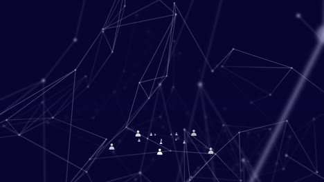 network of connections and networks on dark blue background