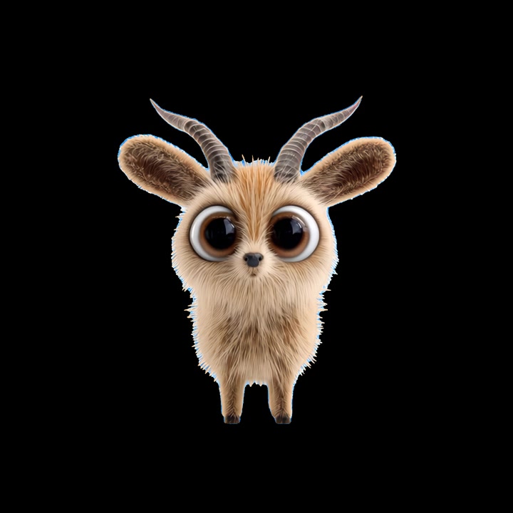 Personagem de cabritinho animado fofo olhando ao redor