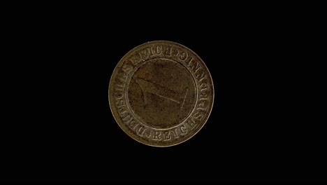 Germany 1 Reichspfennig obverse showing value, macro loop on black background