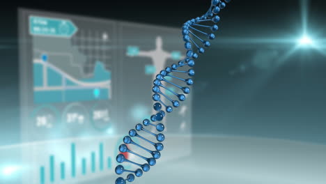 dna structure spinning against medical interface
