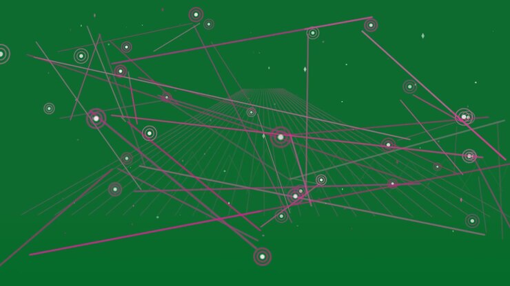Magenta beams sweeping from edges sparking grid plane, building neon data map, transparent bg