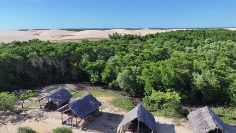 morro do meio beach at araioses in maranhao brazil. freshwater lakes landscape. sand dunes mountains. morro do meio beach at araioses. tourism travel. nature scene. parnaiba delta background