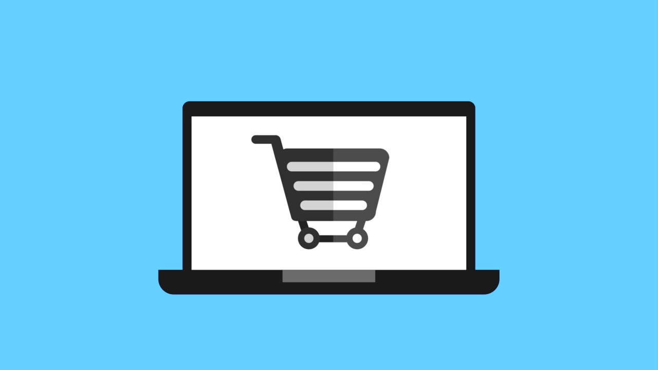 icone del carrello di acquisto online sullo schermo del portatile