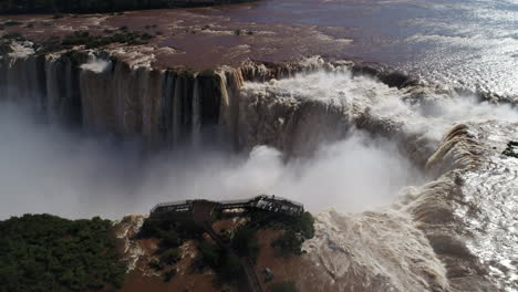 a spectacular scene unfolds as a flock of birds gracefully glides in front of the breathtaking backdrop of iguazu falls