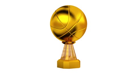 front view of basketball gold trophy in infinite rotation