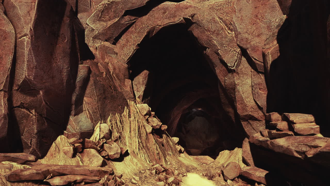 entrada a la cueva en terreno rocoso