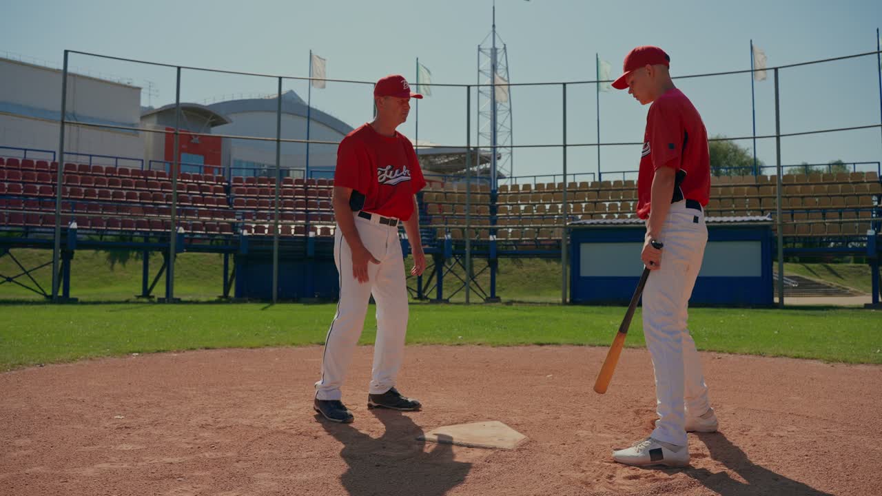 Giocatori di baseball che si allenano sul campo