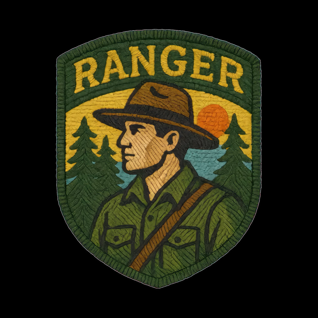 Vintage ranger badge illustration animation isolated asset, transparent 4K video, alpha channel