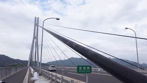 Puente-Tatara-Y-Frontera-Con-La-Prefectura-De-Ehime,-Puente-Colgante-De-Cable-Largo