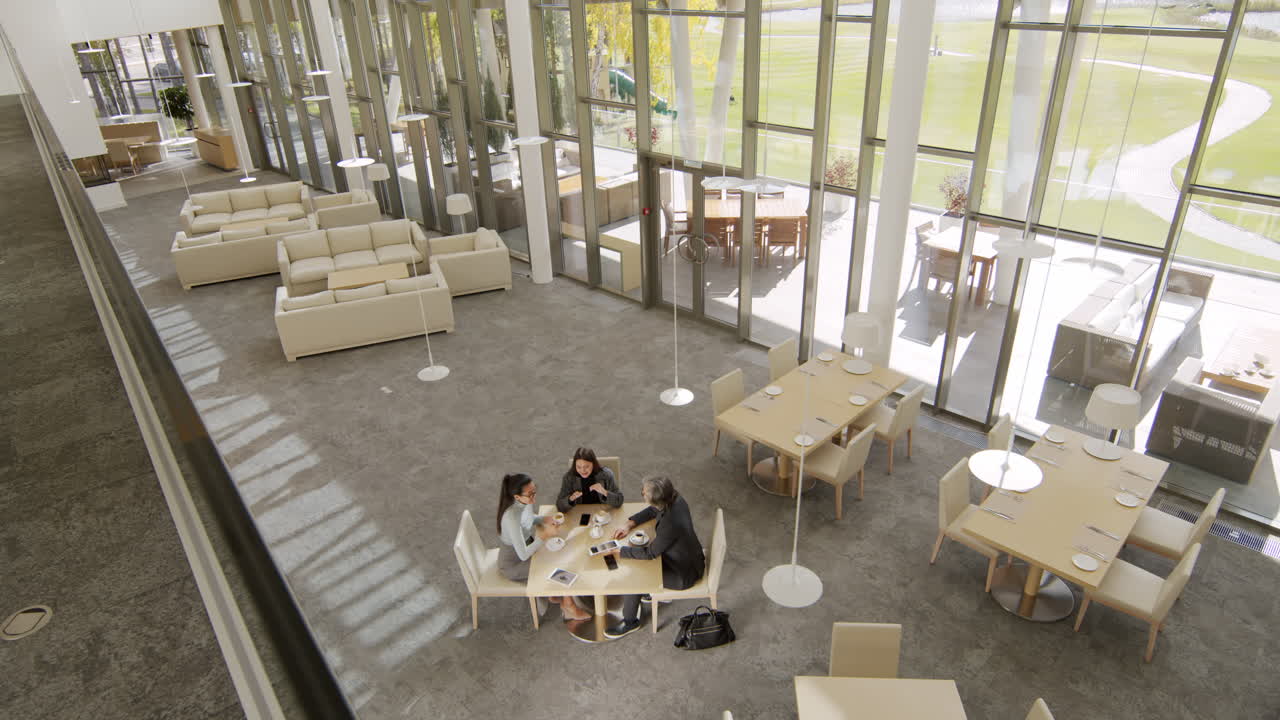 From-Above Shot Of Business People At Restaurant