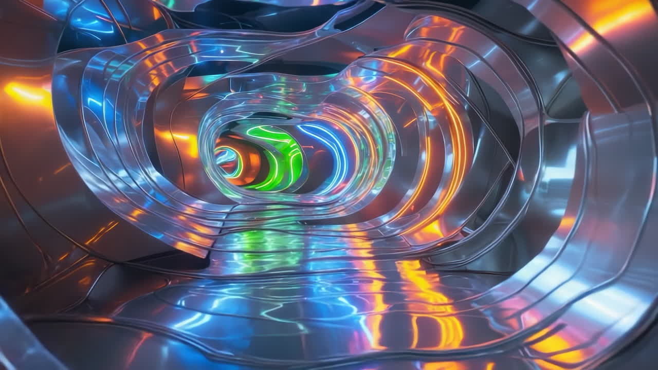 Abstract Futuristic Neon Light Tunnel