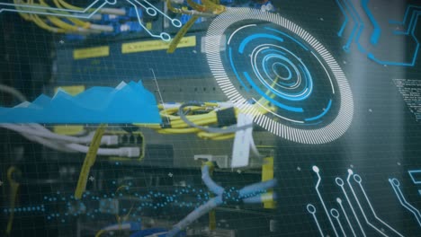 animación del procesamiento de datos en la sala de servidores