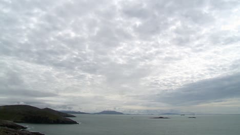 A-shot-of-the-sea-looking-towards-Luskentyre-beach,-filmed-near-Hushinish-and-Scarp-on-the-Isle-of-Harris