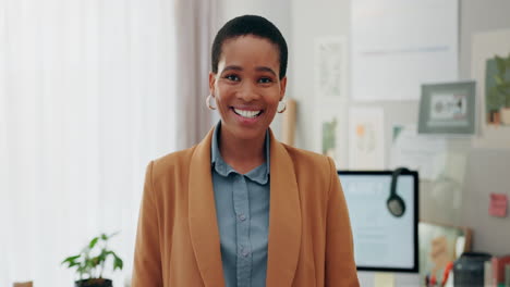 Remote-work,-confidence-and-black-woman-at-desk