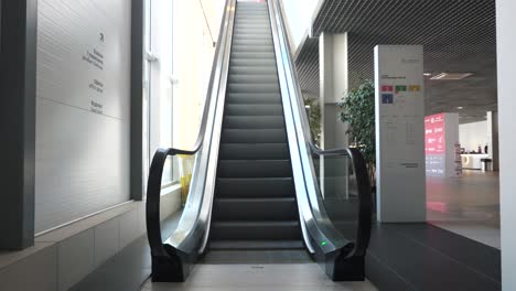 empty escalator in a modern building